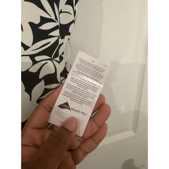 Lands’ End Tankini Top 16W Black White Floral Ruched Side Swim Top Plus - Picture 6 of 7